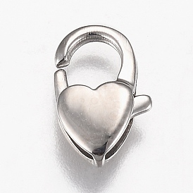 Polished 316 Surgical Stainless Steel Lobster Claw Clasps, Heart