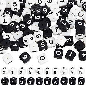 80 piezas 20 estilos cubo con cuentas de silicona numéricas