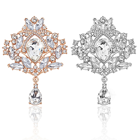 4 шт. 2 цвета сплава хрустальные стразы броши для одежды рюкзак, teadrop