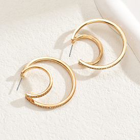 Модные двухслойные витые латунные серьги-гвоздики, со стразами