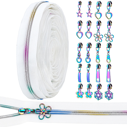 20шт. 10 варианты #5 и #3 сменные бегунки молнии из цинкового сплава, с 10 ярдами утюга для замены молнии, для багажа чемодан рюкзак куртка сумки пальто