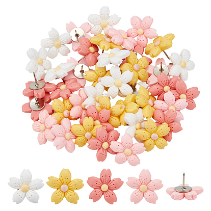 40 шт 4 цвета смоляные цветочные кнопки для рисования, с железными контактами