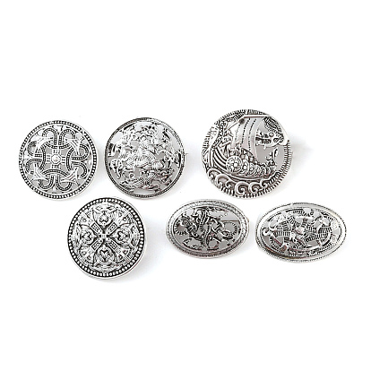 Броши сплава тибетский стиль, плоский круглый с узлом