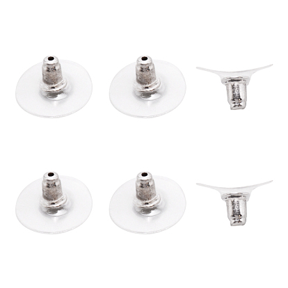 3Pair 925 Sterling Silver Bullet Clutch Earring Backs, with Silicone Cover, Flat Round