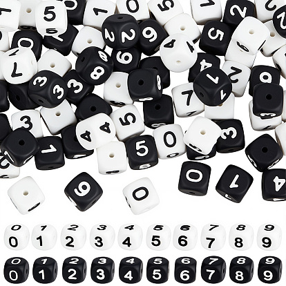 80 piezas 20 estilos cubo con cuentas de silicona numéricas