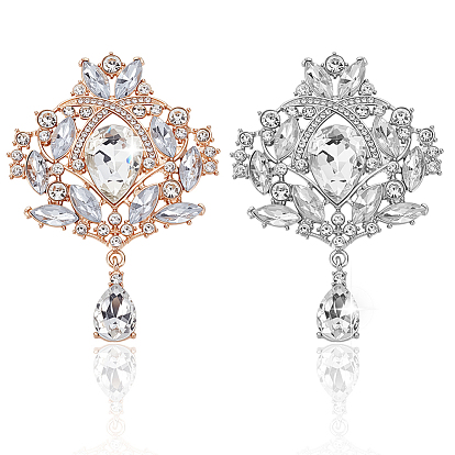 4 шт. 2 цвета сплава хрустальные стразы броши для одежды рюкзак, teadrop