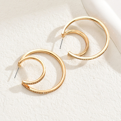 Модные двухслойные витые латунные серьги-гвоздики, со стразами