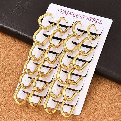 Вакуумное покрытие pvd 202 серьги-кольца Huggie Oval из нержавеющей стали, с 304 штифтами из нержавеющей стали для женщин