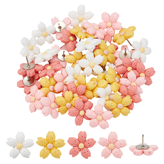 40 шт 4 цвета смоляные цветочные кнопки для рисования, с железными контактами