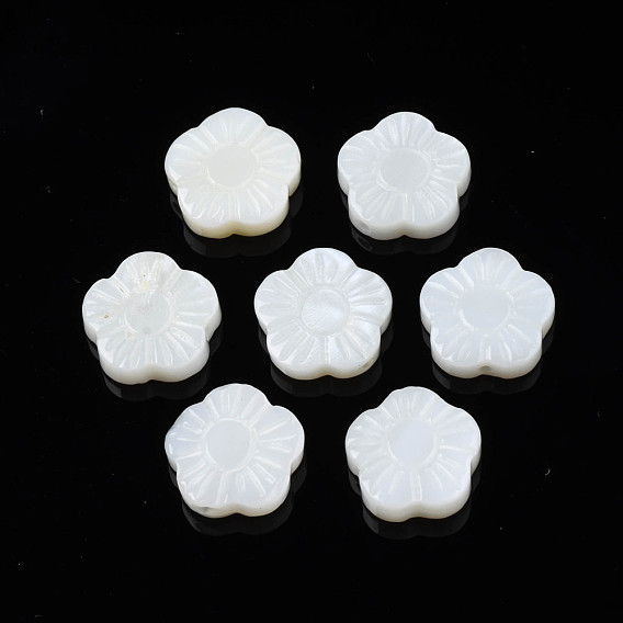 Perles de coquillages naturels d'eau douce, fleur