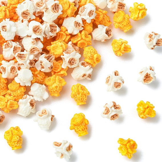 100Pcs 2 Colors Resin Popcorn Miniature Ornaments, for Garden Dollhouse Accessories