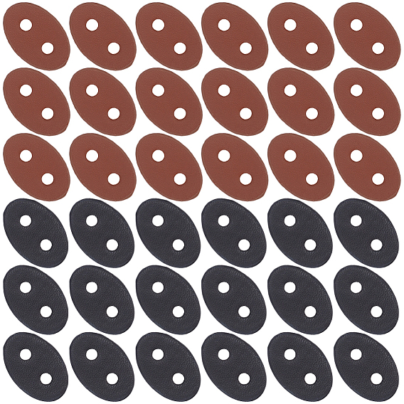 50 шт. 2 цвета 2-отверстие пуговицы из искусственной кожи, овальные