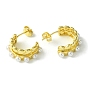 Brass Heart Stud Earrings with ABS Imitation Pearl, Half Hoop Earrings