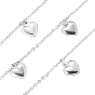304 Stainless Steel Cable Chains, with Heart Charms and Spool, Soldered, Flat Oval