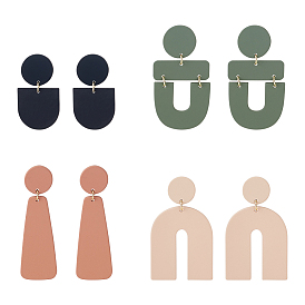 4 пары 4 стиль полукруглые и арочные и трапециевидные акриловые серьги-гвоздики, ювелирные изделия из геометрического сплава для женщин