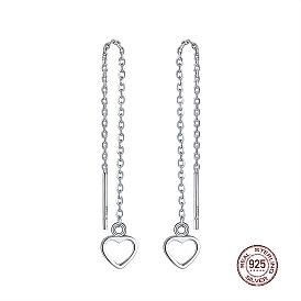 Серьга-гвоздик из стерлингового серебра 925 с родиевым покрытием, нить для ушей в форме сердца для женщин, с печатью s925