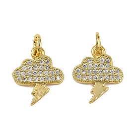 Латунные микро проложить кубического циркония прелести, Облако с молнией, долговечный, без кадмия и без свинца, стойки покрытие, с целью перехода в кольце