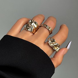 Irregular Alloy Open Cuff Rings Sets for Women