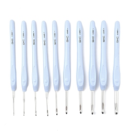 10шт 10 стили алюминиевые крючки для вязания, с ручками из термопластичной резины