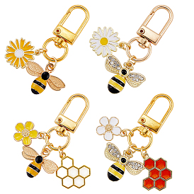4шт. пчелы сплав эмаль подвеска украшение, с поворотными застежками сплава