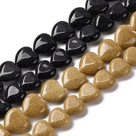 Synthetic Goldstone Beads Strands, Heart