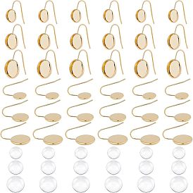 Наборы для изготовления плоских круглых висячих серег своими руками, в том числе 304 крючки для серег из нержавеющей стали, Кабошоны из стекла