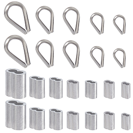 Nbeads 304 Stainless Steel Wire Rope Thimbles and Aluminum Crimping Loop Sleeves