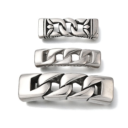 304 из нержавеющей стали слайд прелести, для изготовления кожаных браслетов, прямоугольные, цепочка-оберег