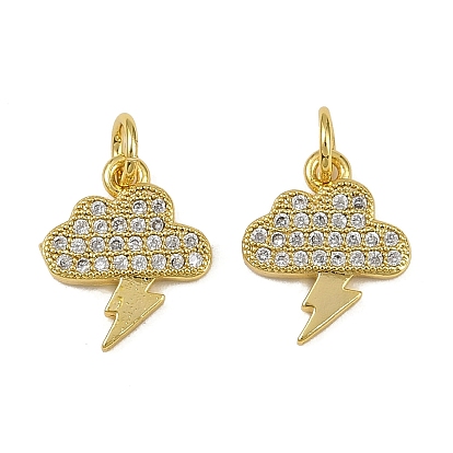 Латунные микро проложить кубического циркония прелести, Облако с молнией, долговечный, без кадмия и без свинца, стойки покрытие, с целью перехода в кольце