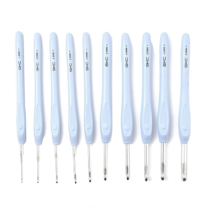 10шт 10 стили алюминиевые крючки для вязания, с ручками из термопластичной резины