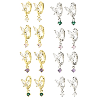 Бабочка латунь болтаться обруч серьги, с четким кубического циркония, долговечный, без свинца и без кадмия