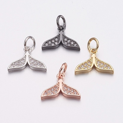 Латунные микро проложить кубического циркония прелести, форма китового хвоста