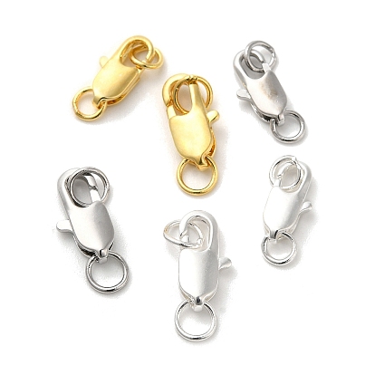 Brass Lobster Claw Clasps, with Jump Rings