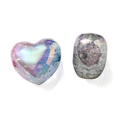 Transparent Crackle Acrylic Beads, Gradient Color, Heart
