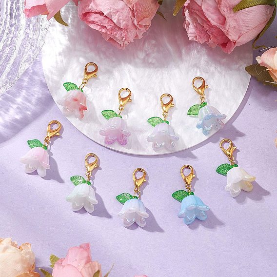 Подвесные украшения из акрила колокольчик, Подвески с застежками-когтями омара для украшения сумок