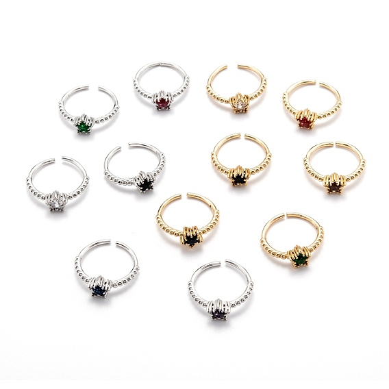 Латунные микро проложить манжеты кольца кубического циркония, открытые солитерные кольца, долговечный, звезда