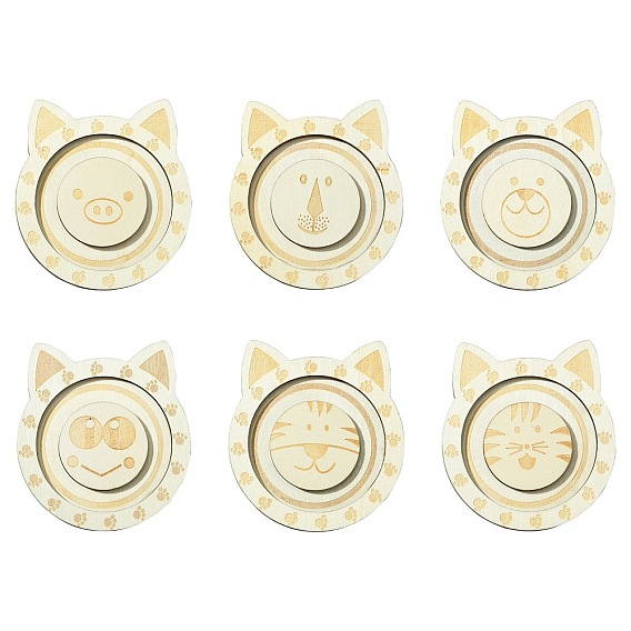 6 шт. 6 стили тема животных деревянные одиночные браслеты подносы для демонстрации, держатель для хранения цепочек браслетов, деревесиные