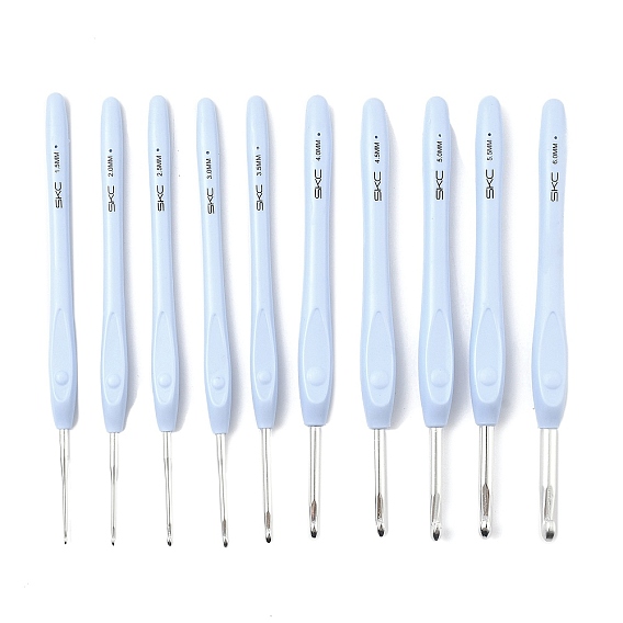 10шт 10 стили алюминиевые крючки для вязания, с ручками из термопластичной резины