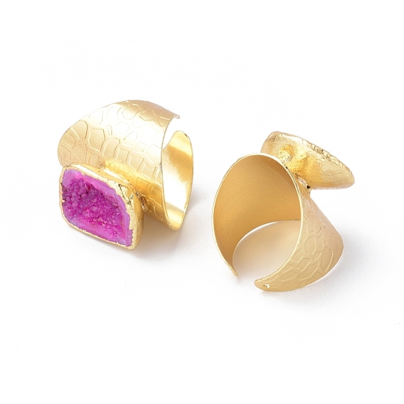 Natürliche Druzy Achat Manschettenringe, offene Ringe, Breitbandringe, mit Messing-Zubehör