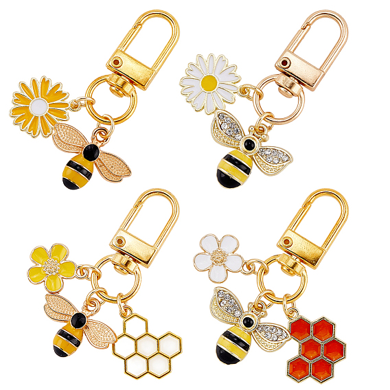 4шт. пчелы сплав эмаль подвеска украшение, с поворотными застежками сплава