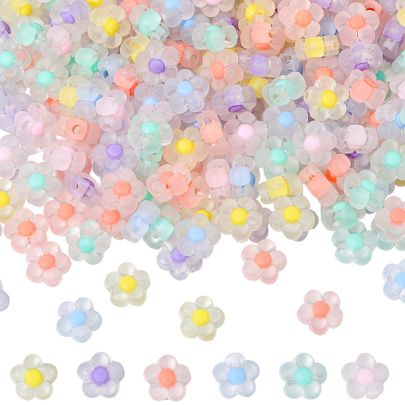 300 шт прозрачные акриловые бусины, матовые, бусина в бусине, цветок