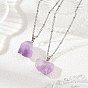 Raw Rough Natural Amethyst Nuggets Pendant 304 Stainless Steel Satellite Chain Necklaces for Women