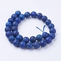 Dyed Natural Lapis Lazuli Round Beads Strands, Frosted