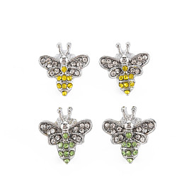 Rack Plating Alloy European Beads, with Rhinestone, Large Hole Beads, Cadmium Free & Nickel Free & Lead Free, Bees, Platinum