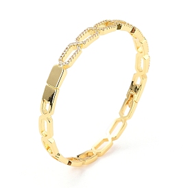 Hollow Octangle Cubic Zirconia Cuff Bangle, Real 18K Gold Plated Brass Hinged Open Bangle for Women, Cadmium Free & Lead Free