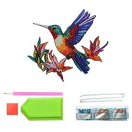 Hummingbird Diamond Painting Kits, Including Acrylic Rhinestones Bag, Diamond Sticky Pen, Tray Plate, Metal Chain, Glue Clay and Canvas