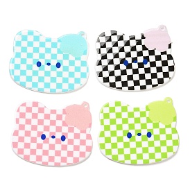 Acrylic Pendants, Checkerboard with Cat