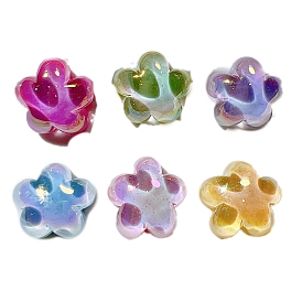 Resin Cabochones, with Giltter Power, Flower