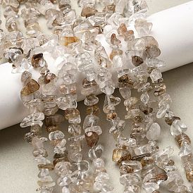 Натуральные разноцветные нити рутилированных кварцевых бусин, чип