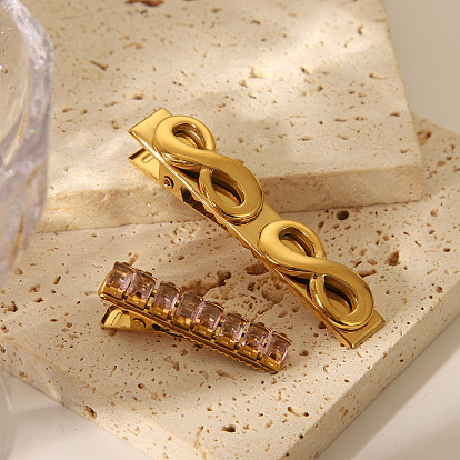 304 Заколка для волос из кожи аллигатора из нержавеющей стали с кубическим цирконием, аксессуар для волос для женщин и девочек